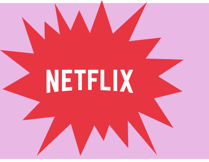 Roter Stern oder explosionsförmiges Design mit weißem Text „NETFLIX” in der Mitte.