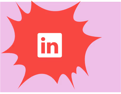 Explosion-shaped design with the white LinkedIn logo (lowercase 'in' in a square) centered inside.