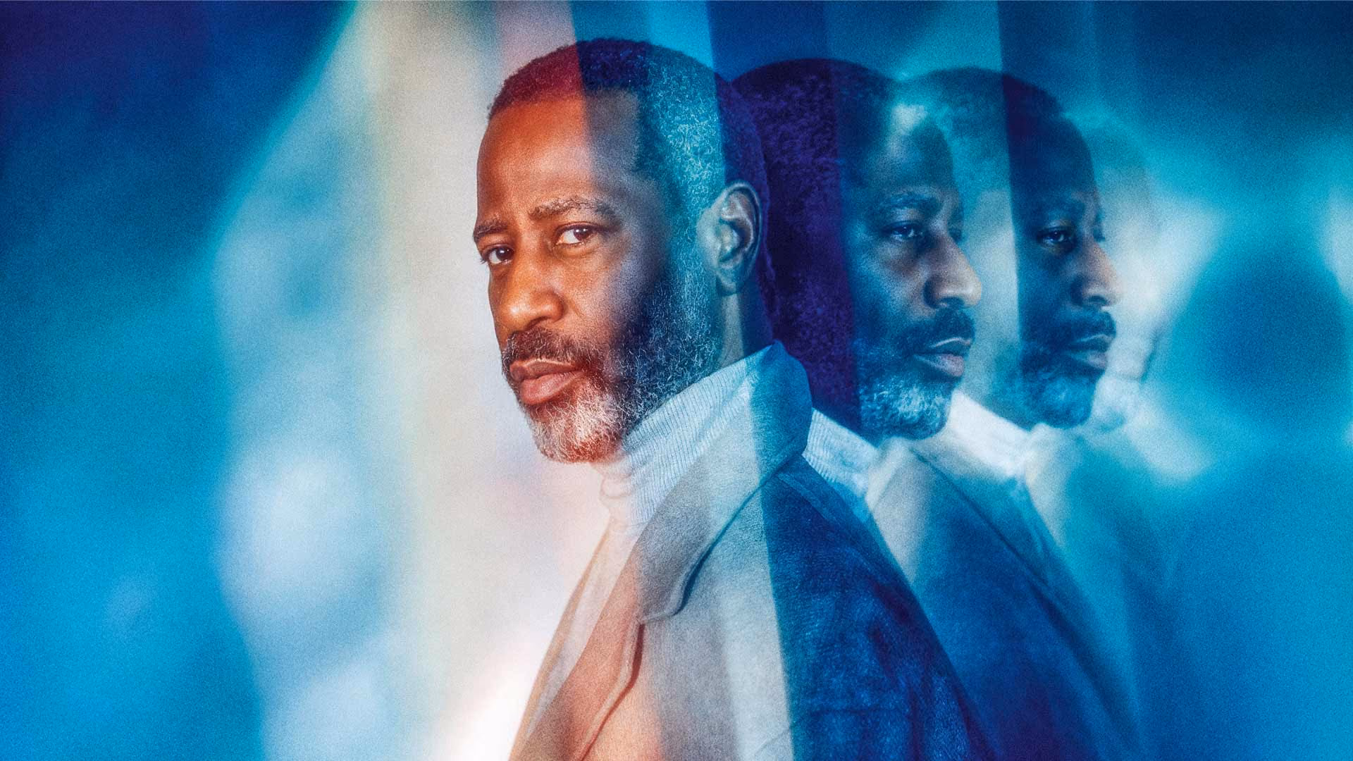 Hamilton Mann, tech executive and author of "Artificial Integrity," in a stylized portrait with repeated blue-toned double exposures.