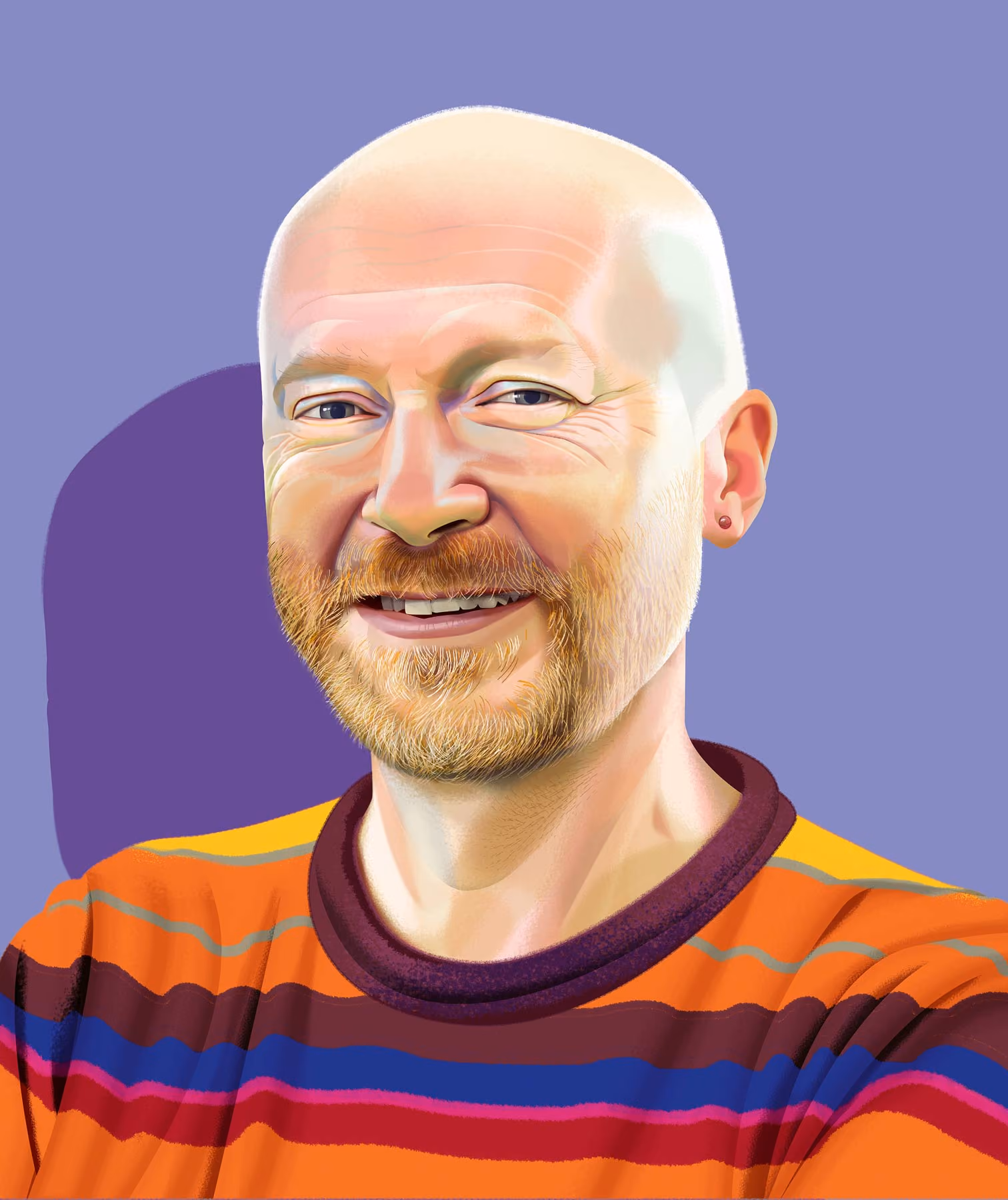 Illustrated portrait of Marcus du Sautoy, mathematician and professor at Oxford University.