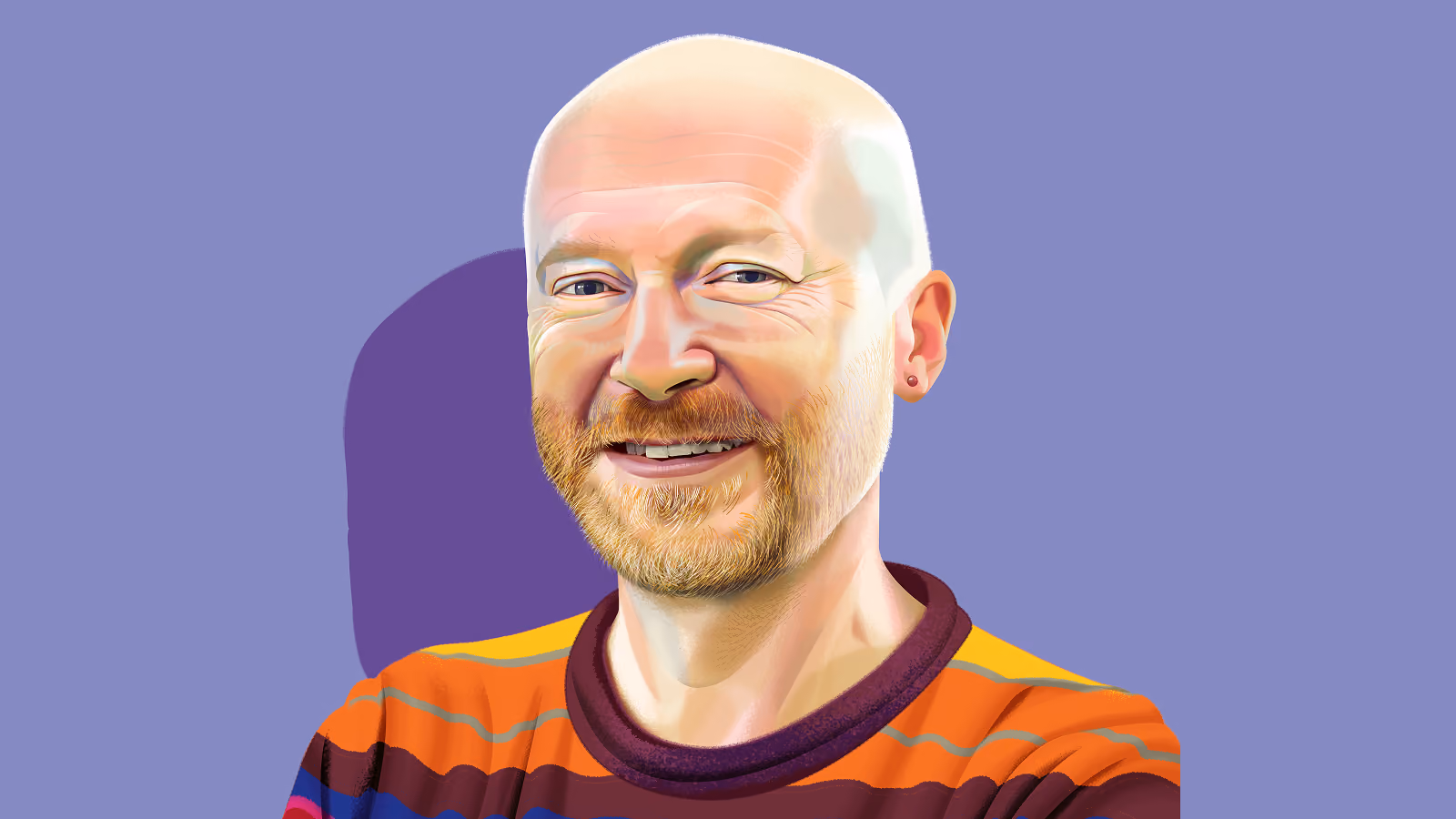 Illustriertes Porträt von Marcus du Sautoy, Mathematiker und Professor an der University of Oxford.