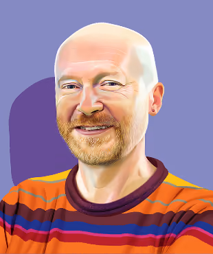 Garry Ridge trägt eine Sonnenbrille, ein hellblaues Hemd und einen strukturierten Sakko mit roter Blumen-Anstecknadel. Er blickt an der Kamera vorbei. Helles, gerichtetes Sonnenlicht beleuchtet seine linke Gesichtshälfte, während er seine rechte Hand vor einem dunklen Hintergrund zu einer dezenten Geste anhebt.