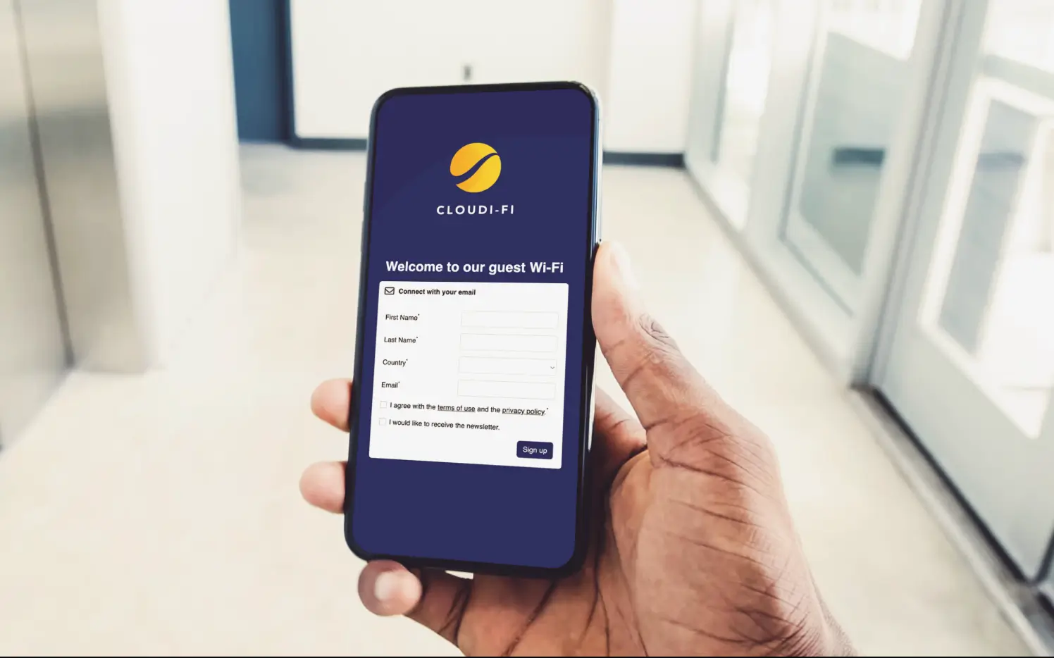 Guest Wi-Fi login page on mobile.