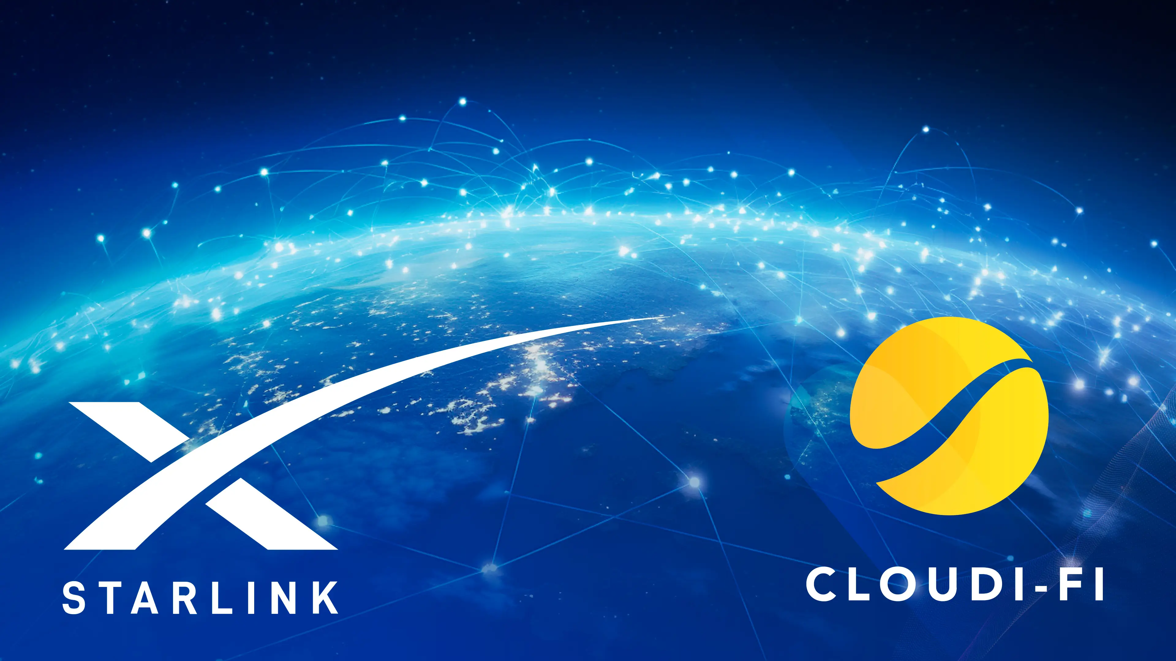 Starlink and Cloudi-Fi logo in the space.