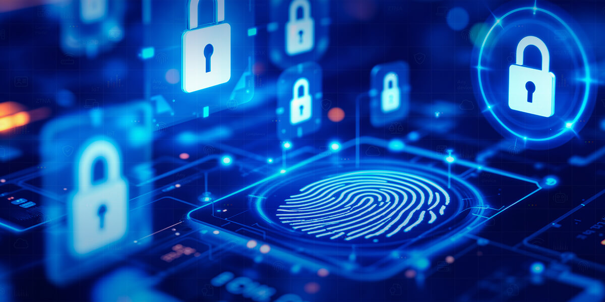 Blue background with locks in boxes.