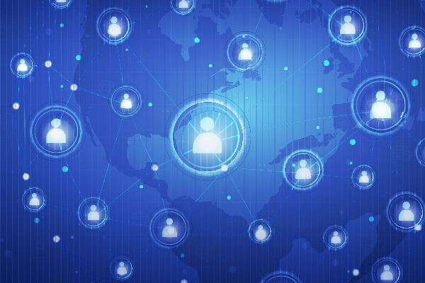 shows a network connected with different identities