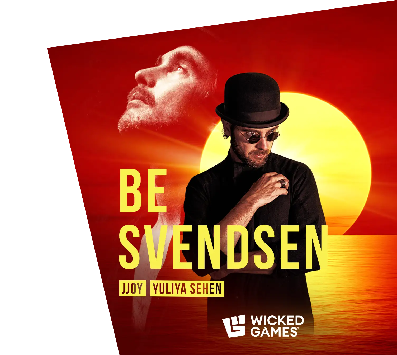 Dj Be Svendsen on an orange and yellow duotone color sunset background