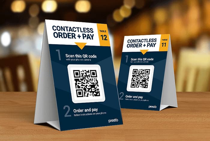 Qr scanner on table for dining