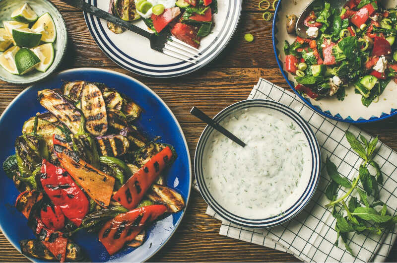 veg salad on small plates
