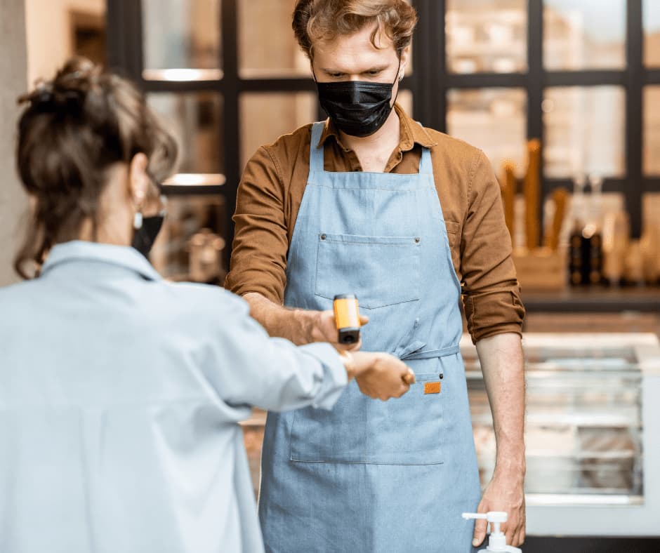 Person check temperature