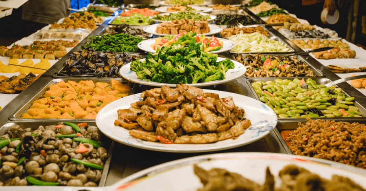 different type of foods in plates