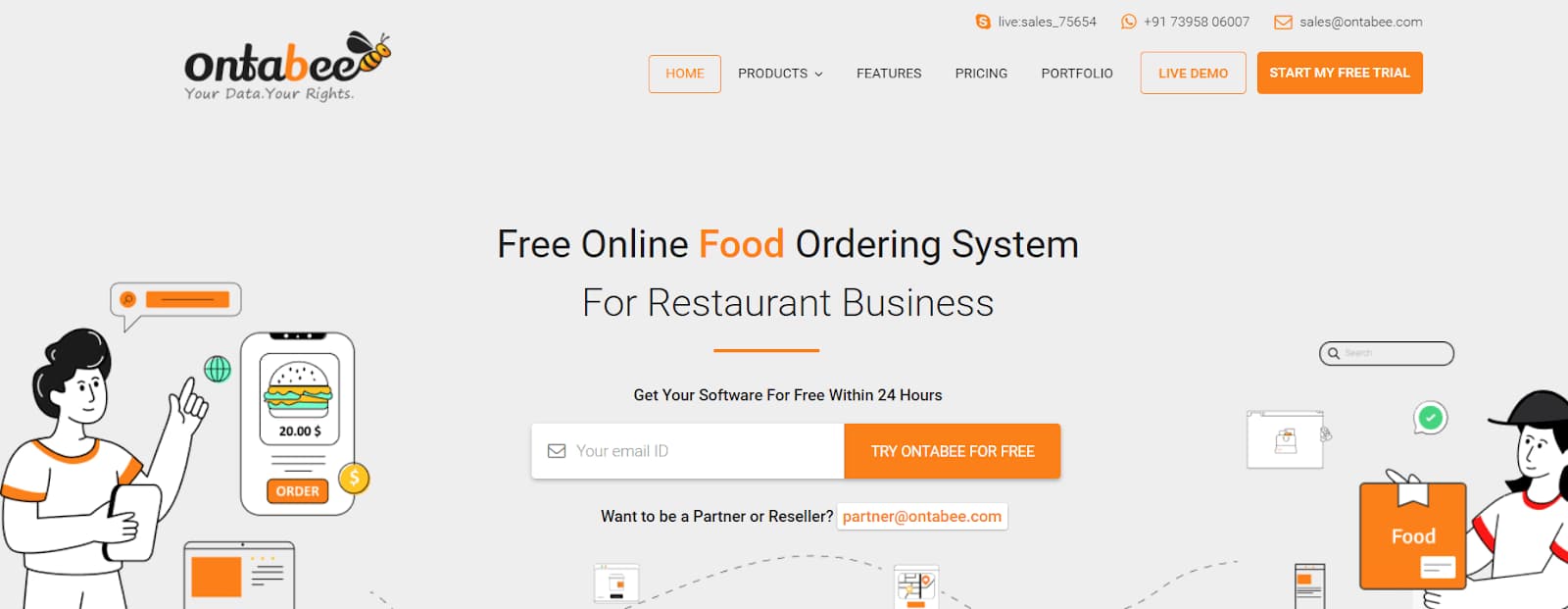 Ontabee free online food ordering