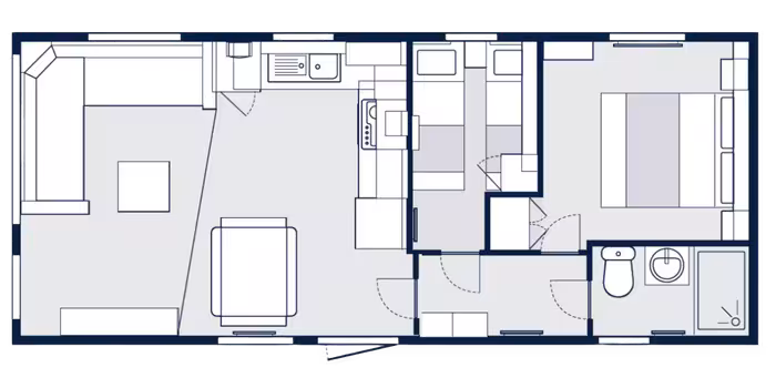 Voorbeeld van een ingerichte plattegrond van een Eluna woonunit