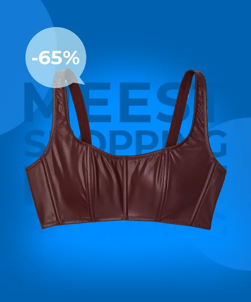 Faux Leather Mini Corset Top -65%