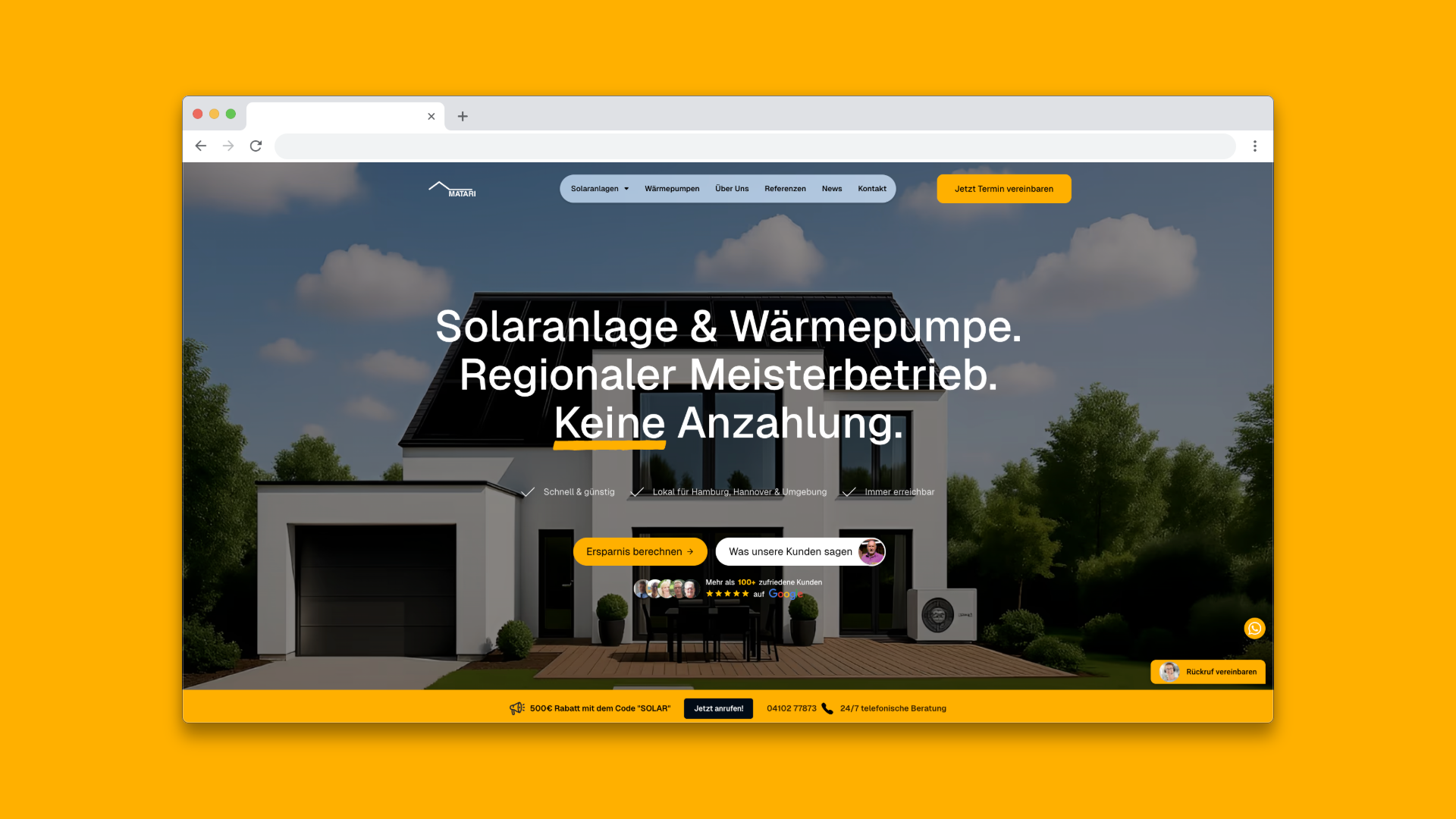 Matari Solar – Website Screenshot