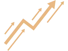 Orange zigzag line graph with downward arrow showing a declining trend on a grid background.