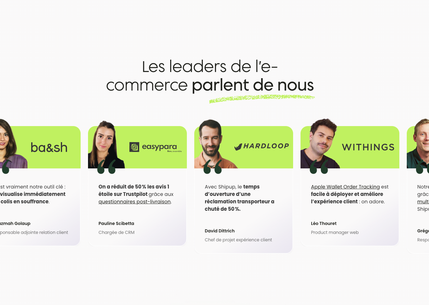 Shipup webflow site internet