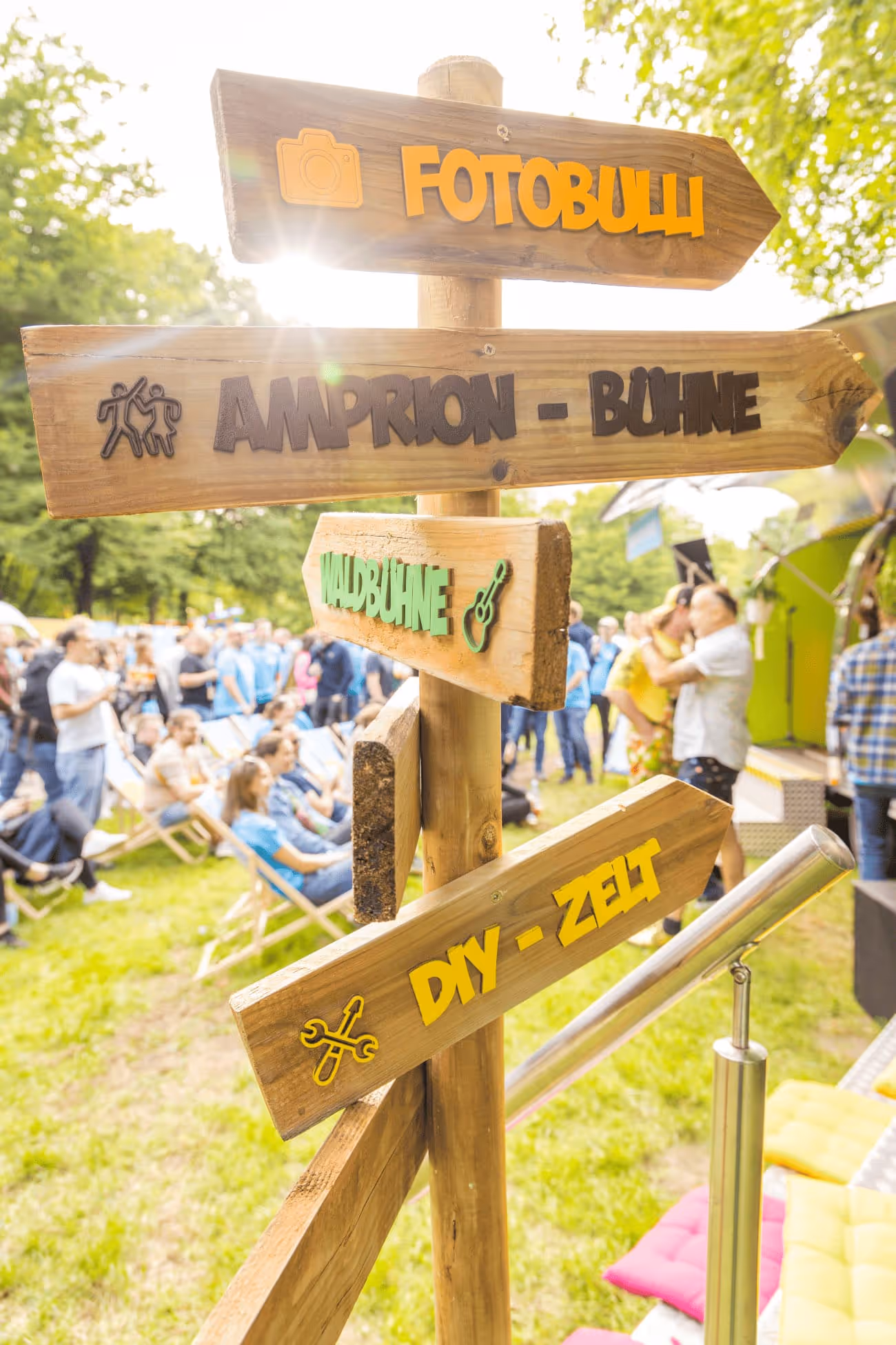 Wegweiser auf Firmenfestival