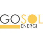 Logotyp för GoSol Energi med en stiliserad sol och texten GoSol Energi.