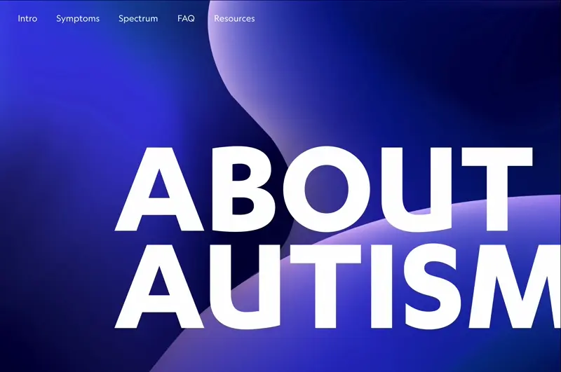 Animation scrolling through the desktop version of an informative website on autism