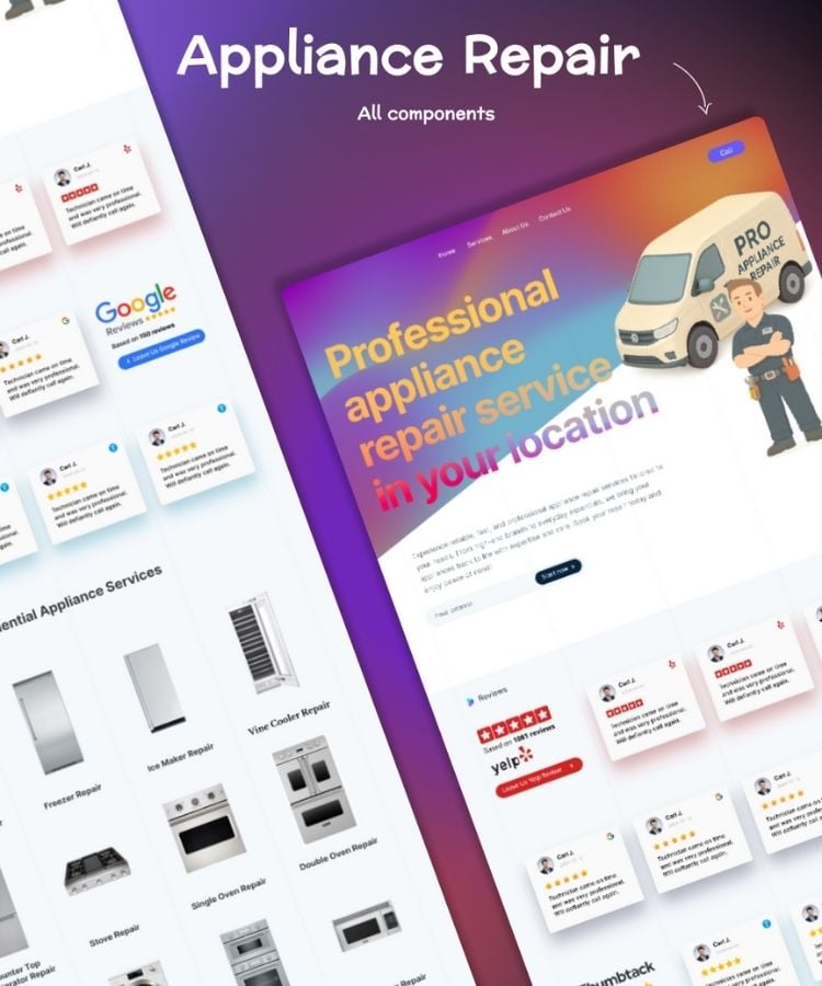 Website for the Professional Appliance Repair Brand