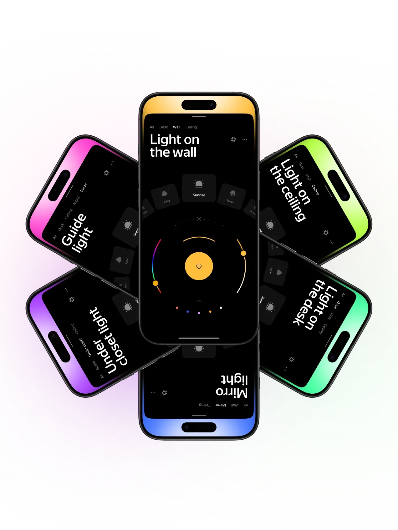 Smart home mobile app, lighting settings