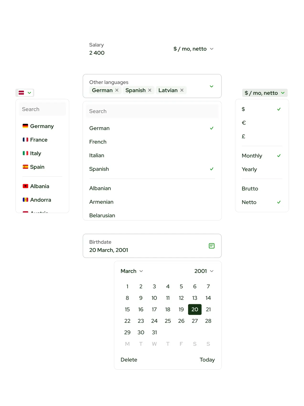 Sportselects input and selectors design