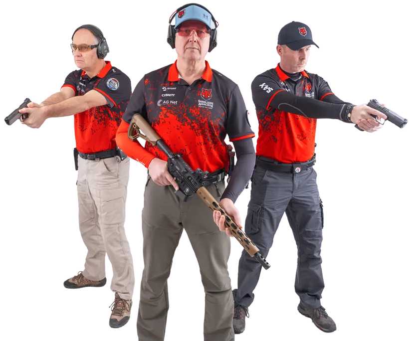 Olivier, JP, et Aurélien, 3 tireurs sportif des SAX concourant dans la discipline du TSV