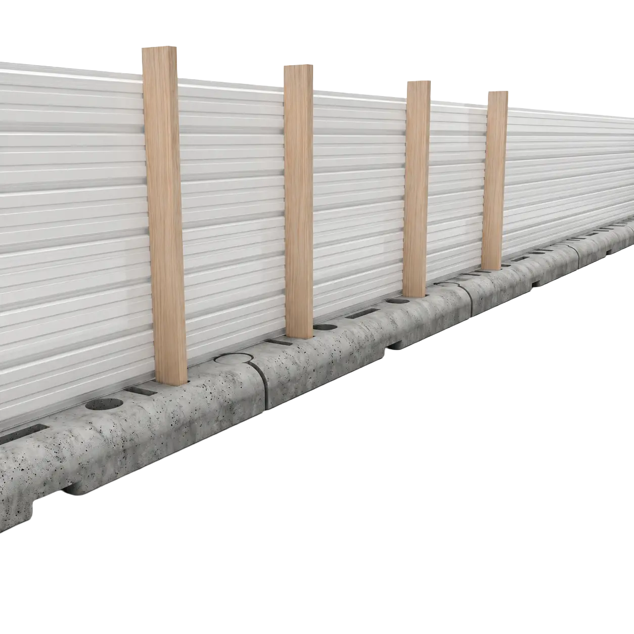 Plot béton haute protection pour clôture de chantier avec palissade bardée