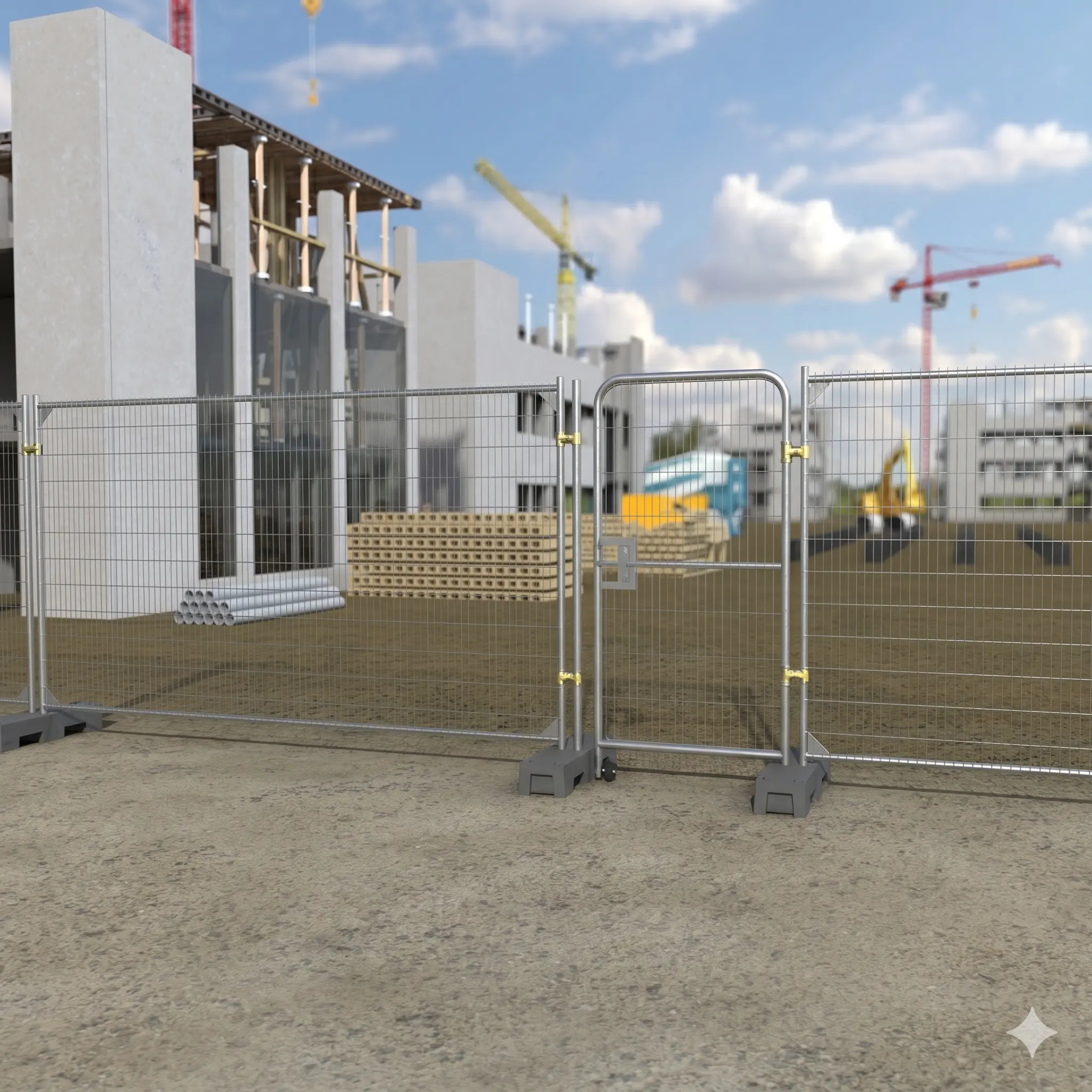 Clôture temporaire avec accès portillon pour chantier BTP