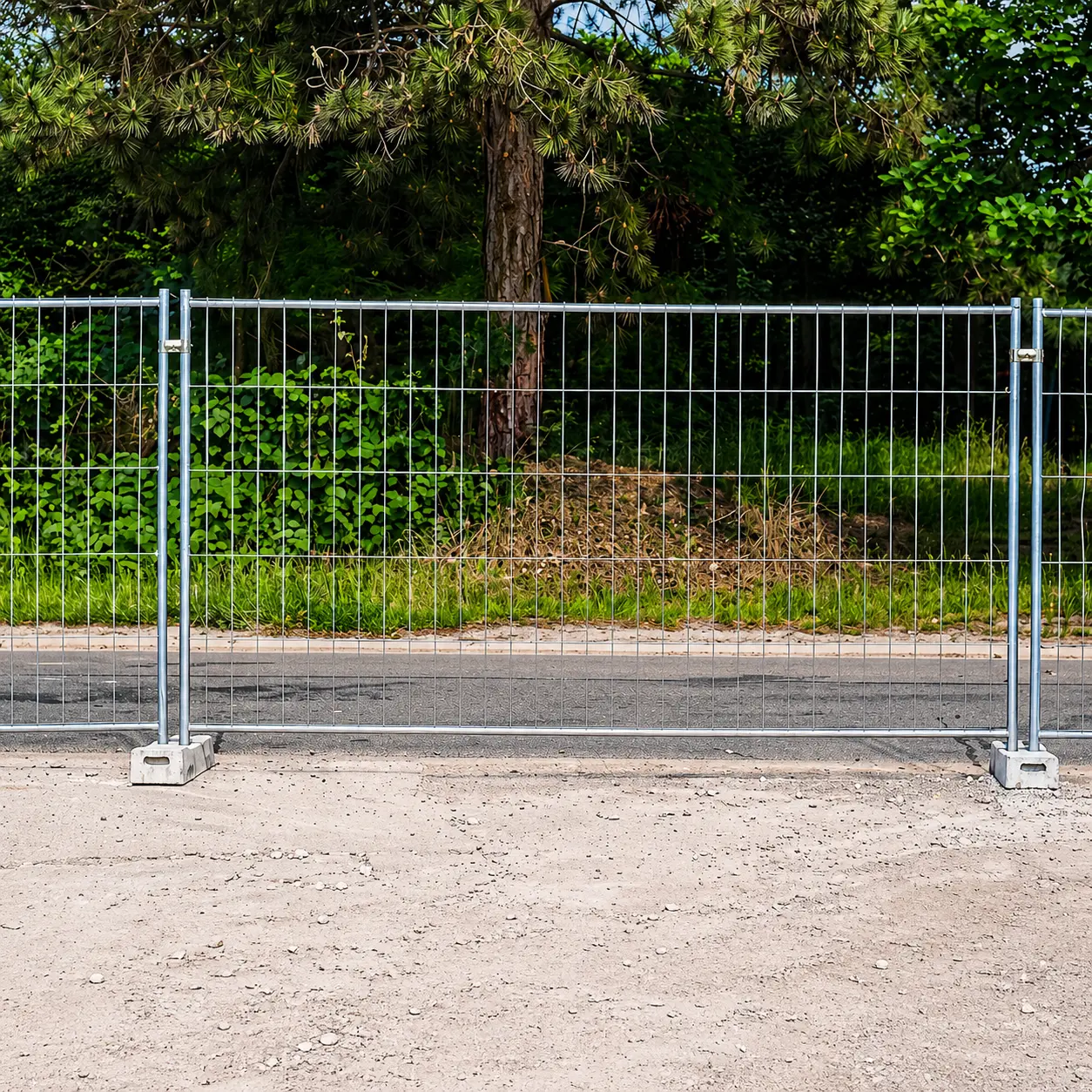 Clôture Heras M350 à maille large, idéale pour sécuriser un site avec un budget réduit.