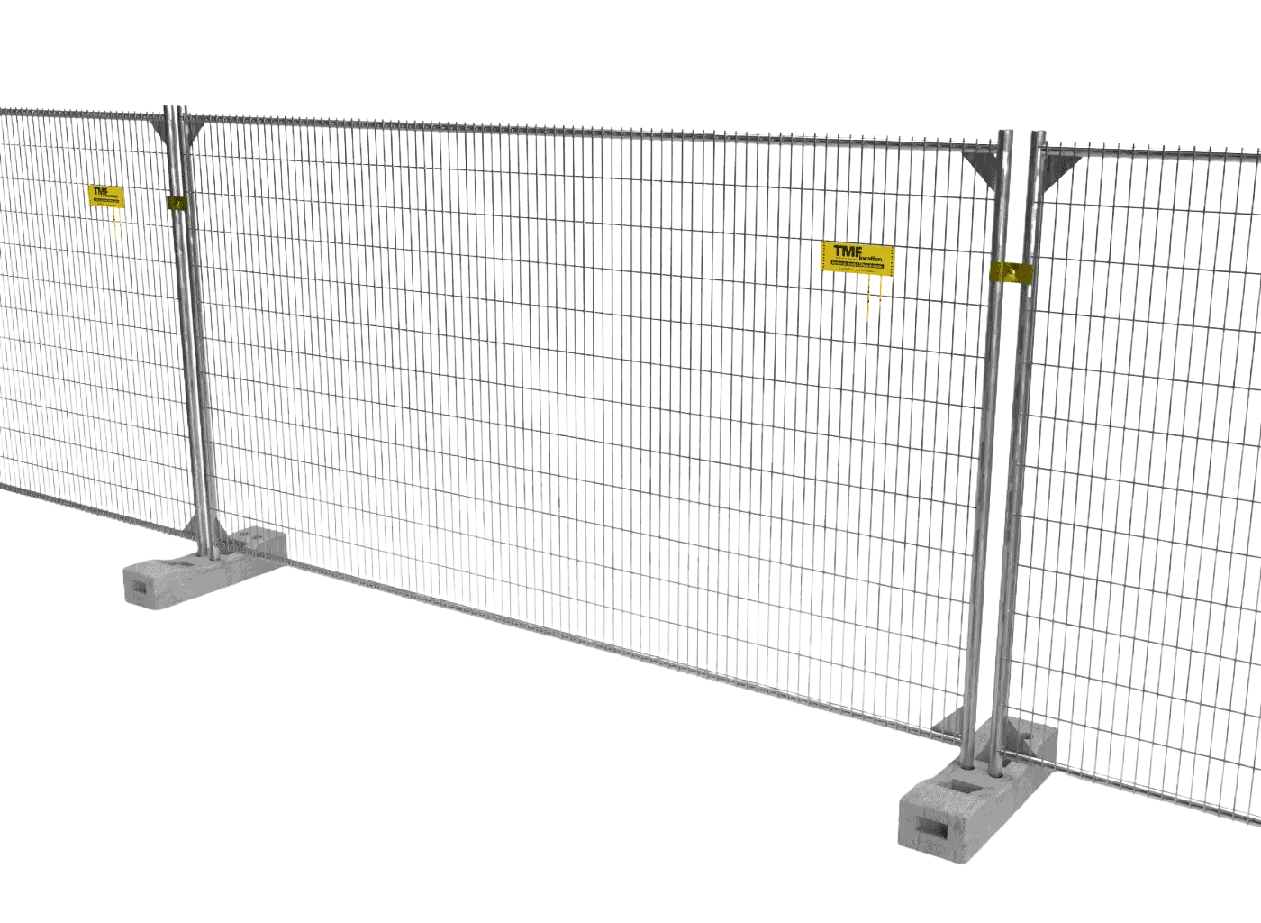 Panneau de clôture de chantier grillagé avec plots béton