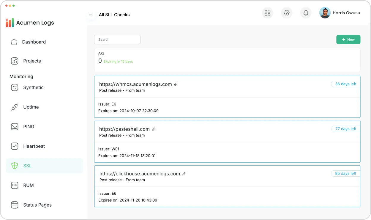 SSL monitoring screenshot