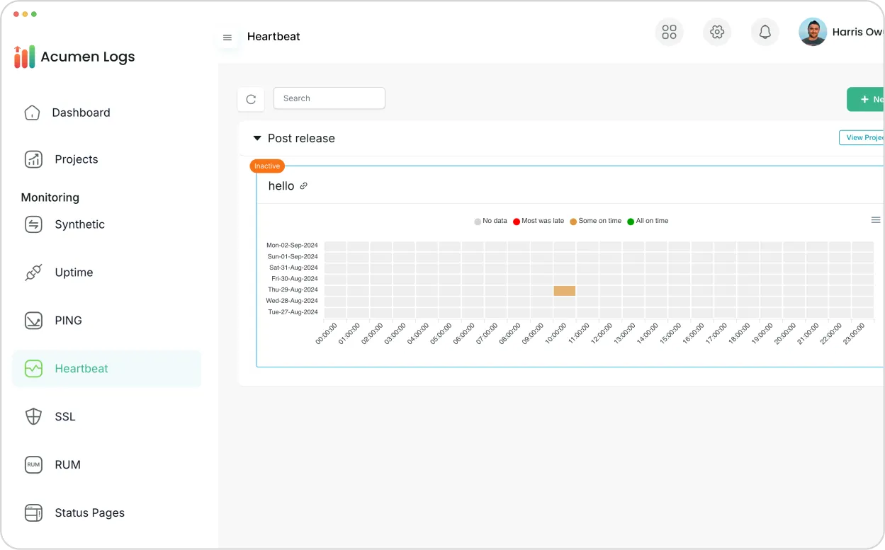 Heartbeat monitoring screenshot
