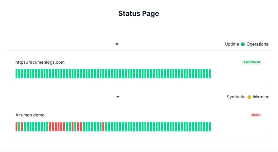 Status page preview