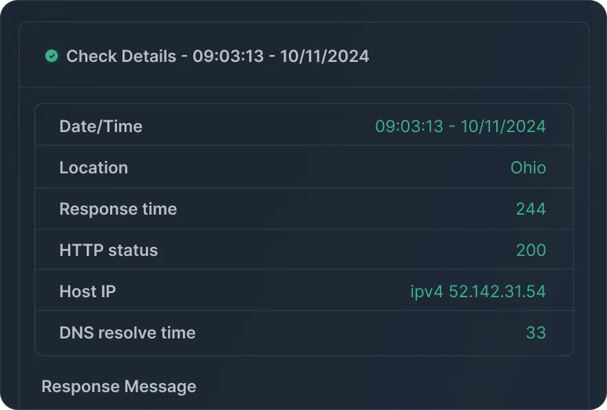 Uptime check details view
