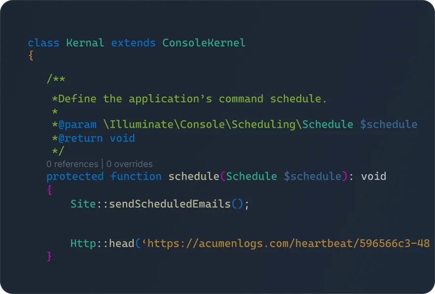 Laravel cron monitoring example