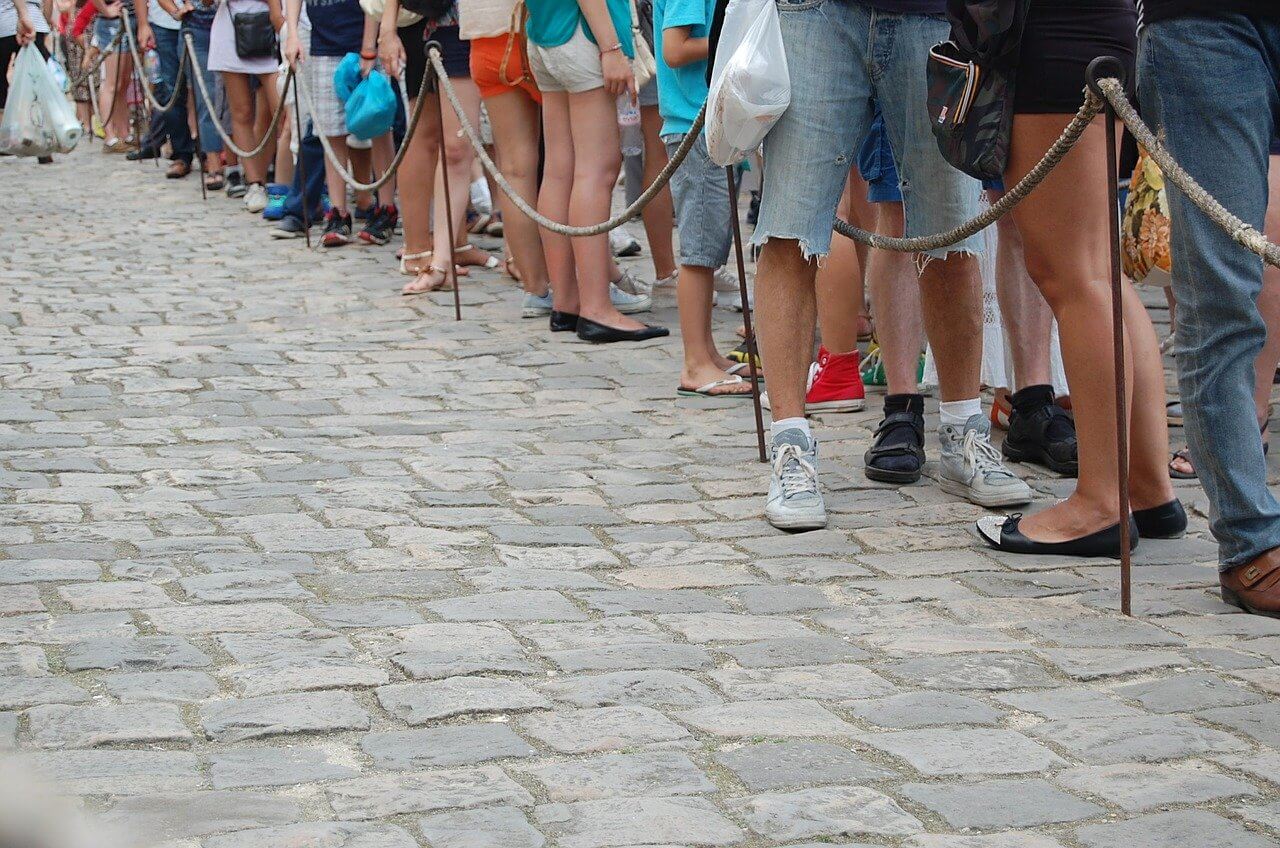 Long line for registration