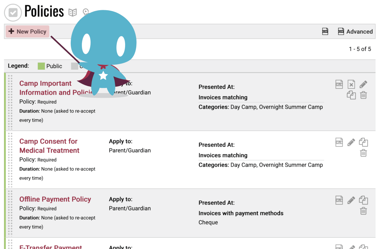 Create a new online digital camp waiver.