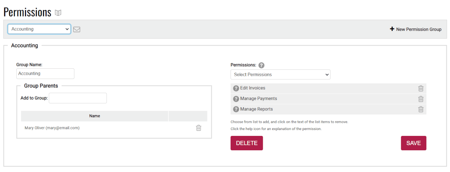 Canadian gymnastics software needs specific account permissions to protect gymnast data. 