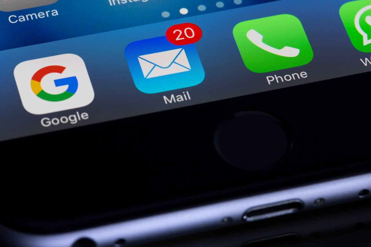 New emails delivered to mobile device. 
