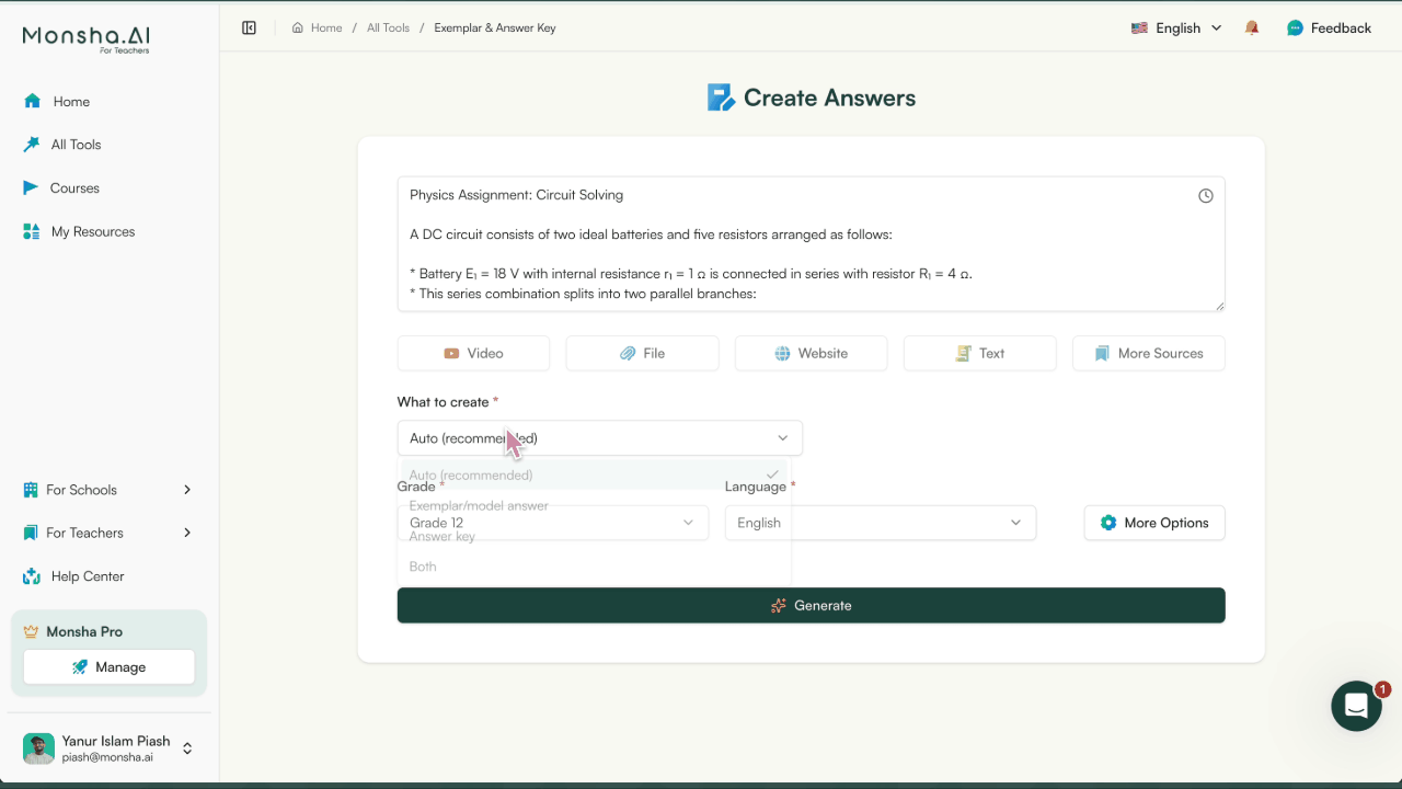 📝 New AI tool for teachers to create Exemplar & Answer Key