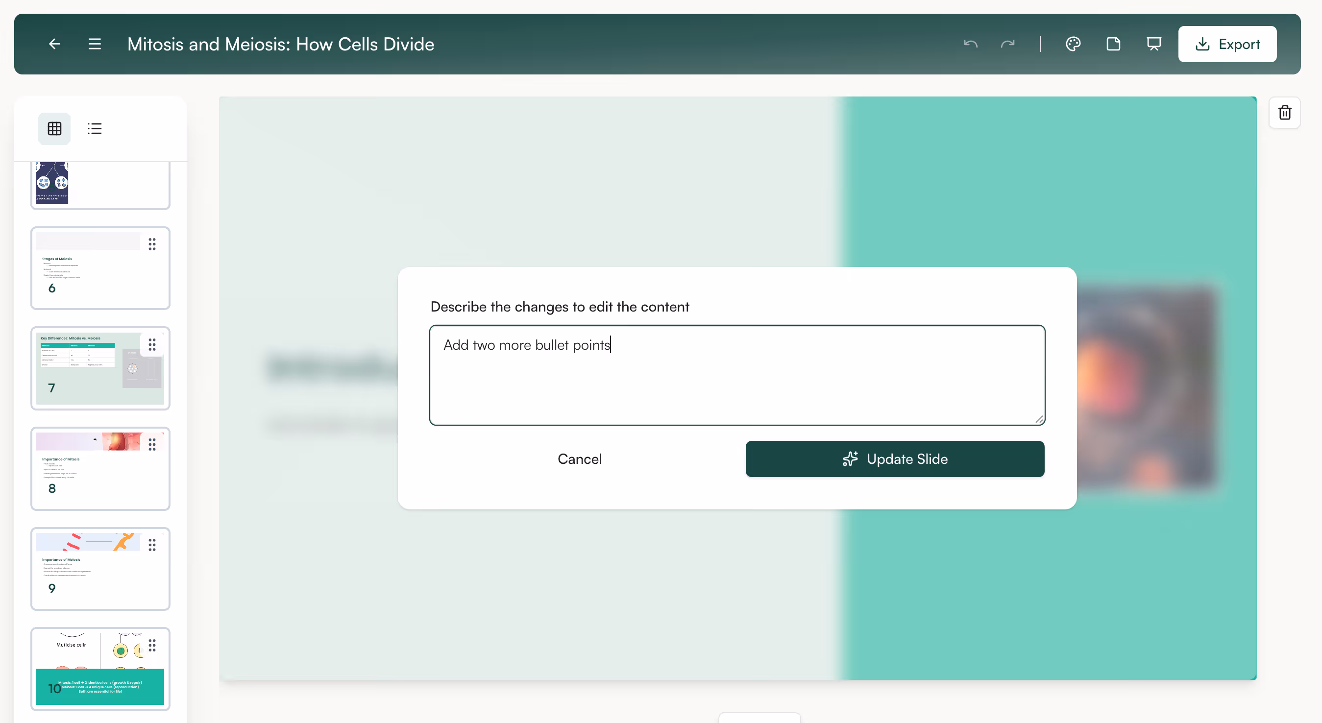 Customise your AI-generated slides with one prompt