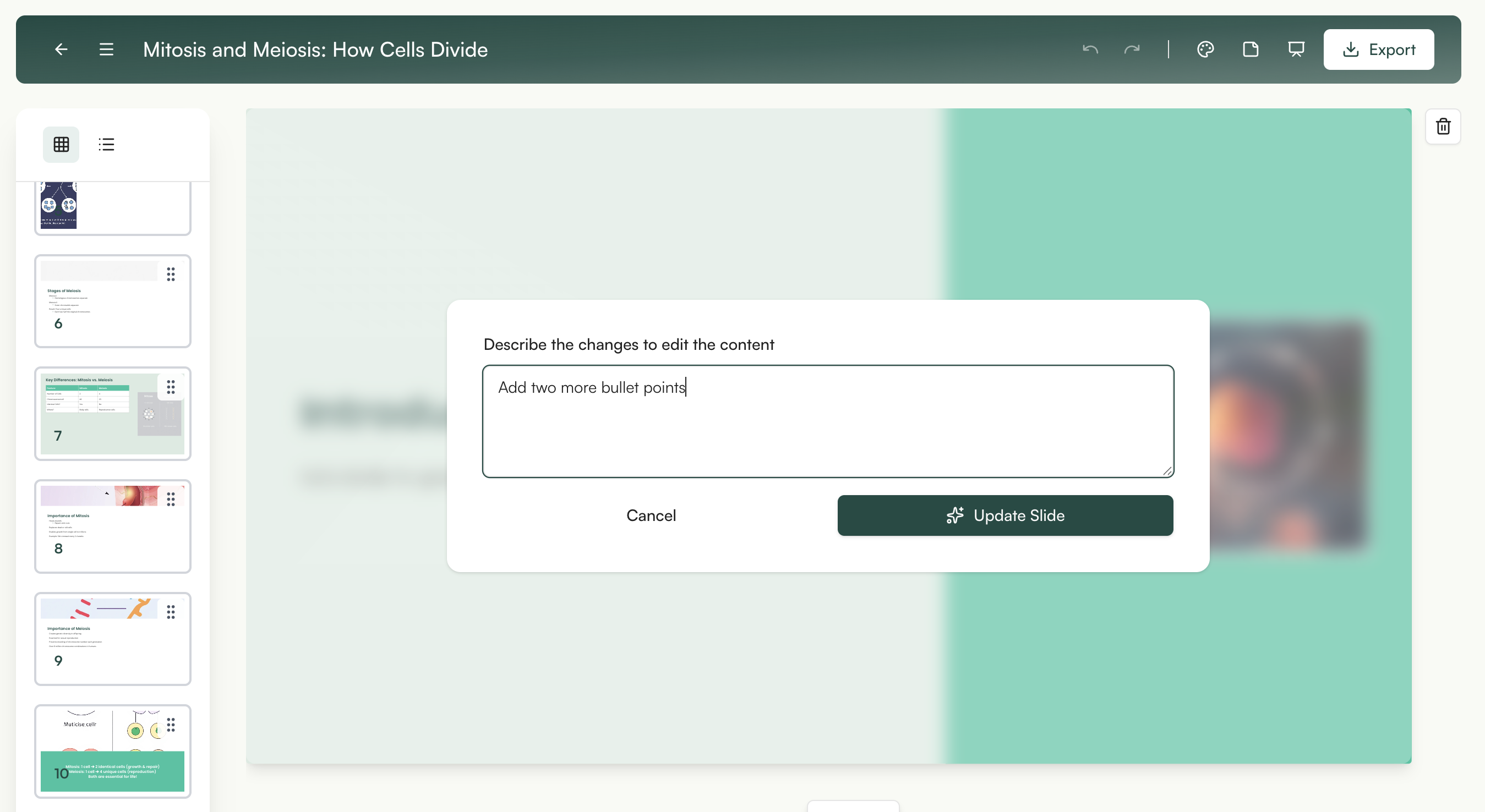 Customise your AI-generated slides with one prompt