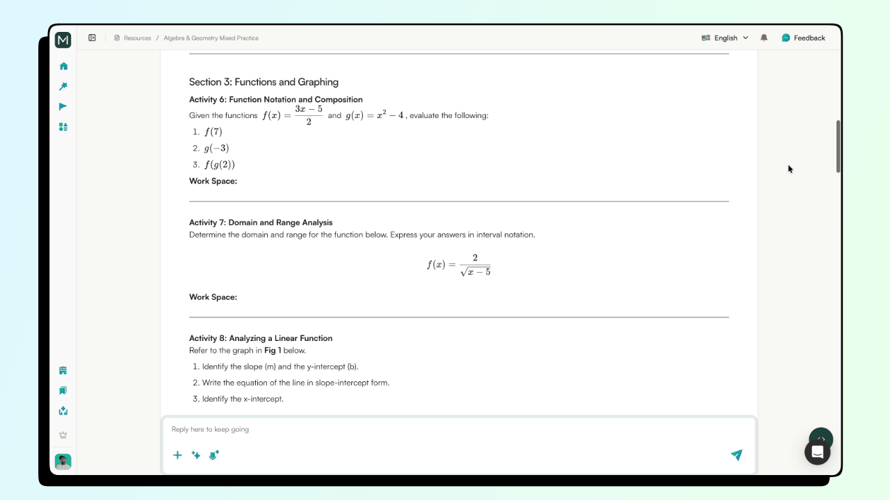 Math worksheet generated by Monsha