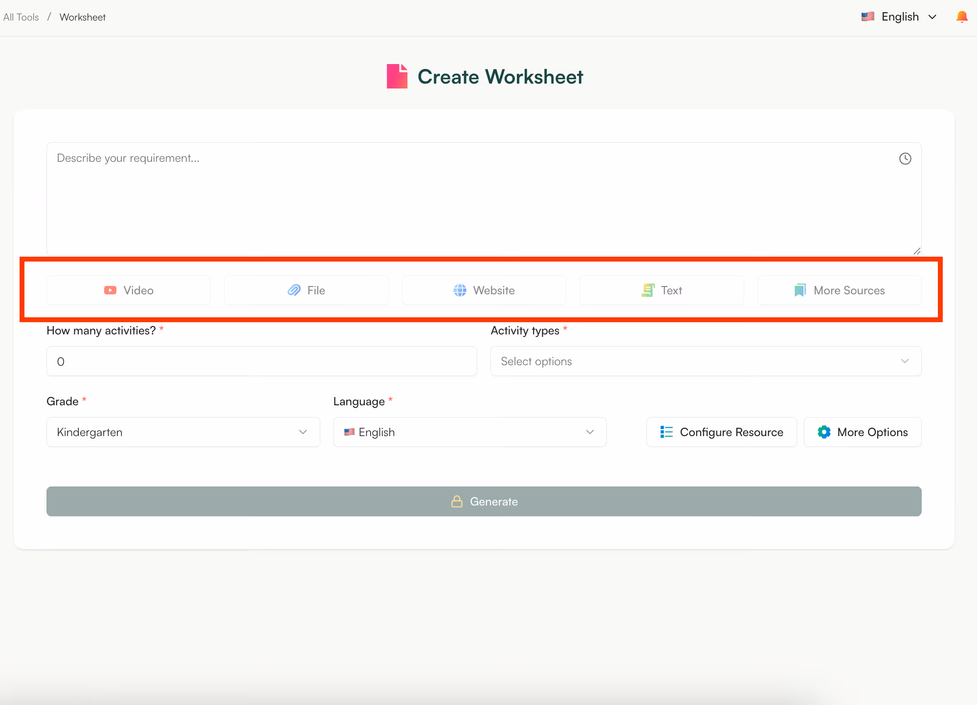 Turn any resource into a writing worksheet
