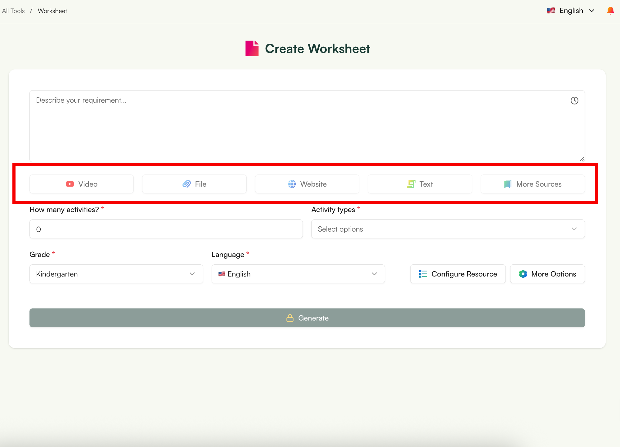 Turn any resource into a writing worksheet