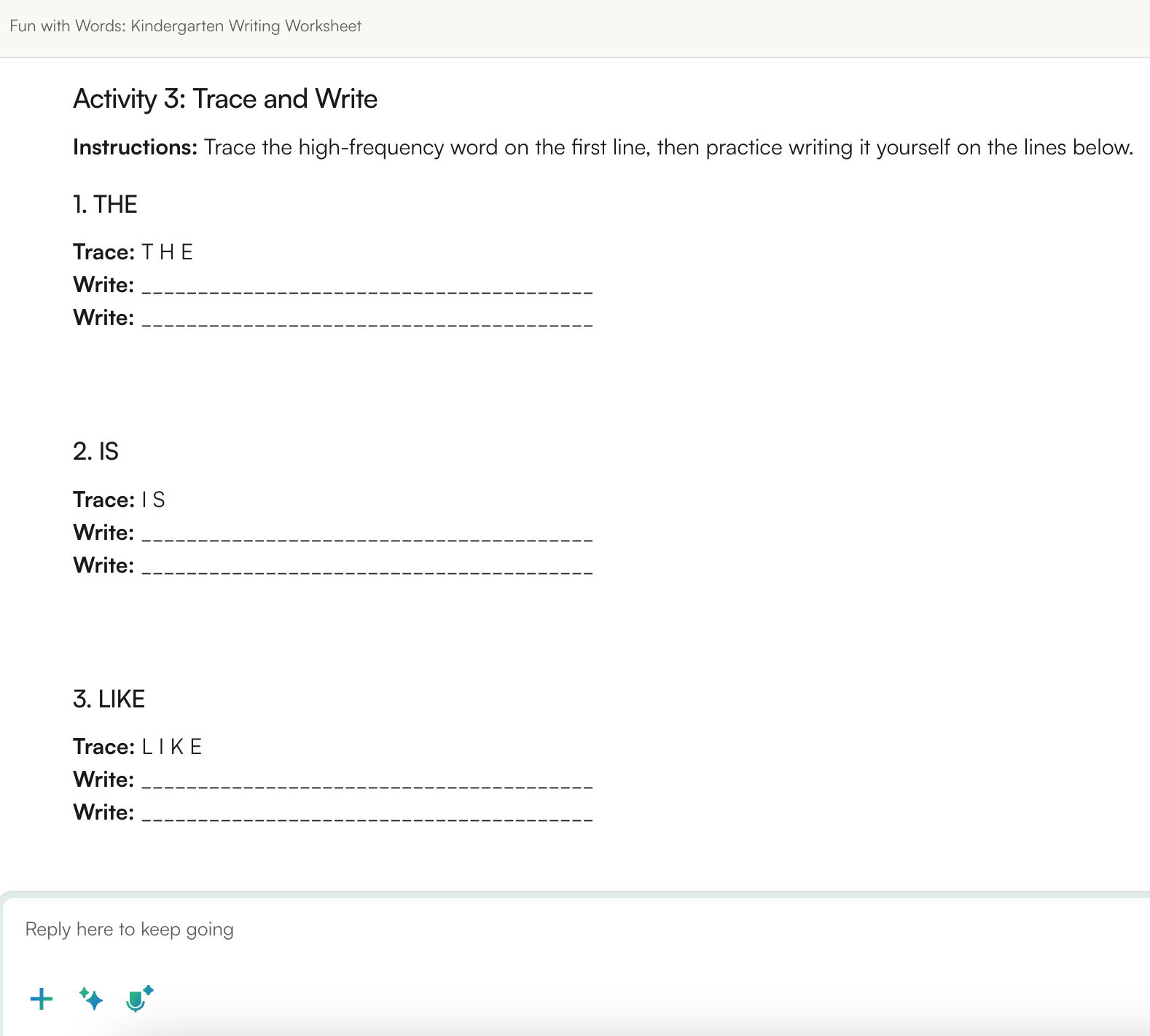 Structure handwriting and tracing practice correctly