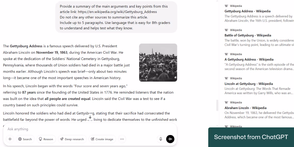 A URL-based lesson summary generated by ChatGPT may require extensive edits