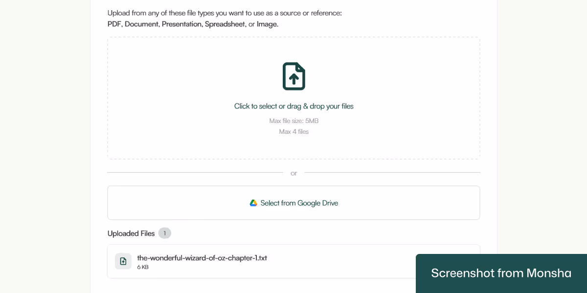 Generating file-based reading comprehension questions is possible with Monsha